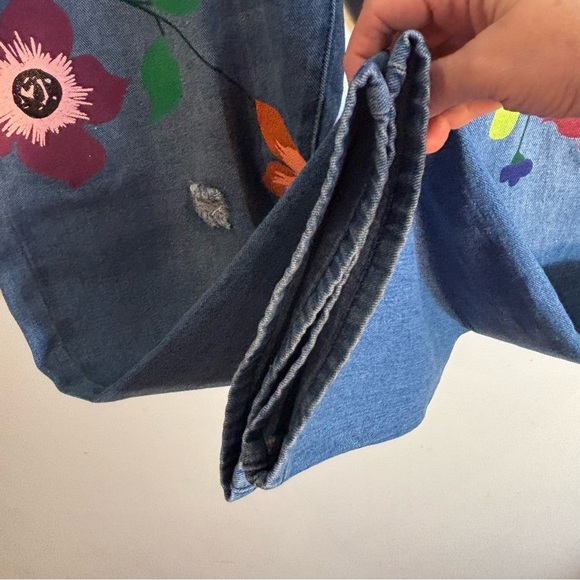 MISSLOOK SZ 5XL (US 16 equivalent) Painted Floral Straight Leg High Rise Jeans - Picture 9 of 12